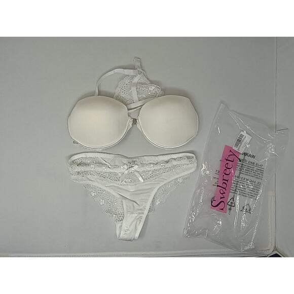 Women's White swbreety lingerie set with Lace Trim - Size L - Picture 2 of 8